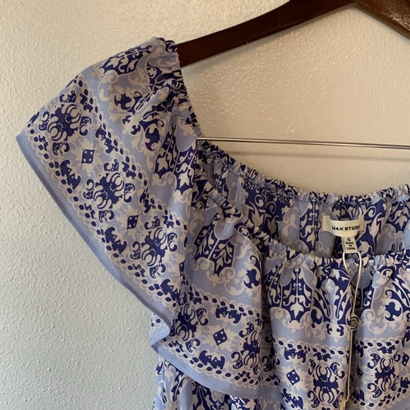 Max Studio Blue White Floral Print Dress Size S NWT - Picture 7 of 14